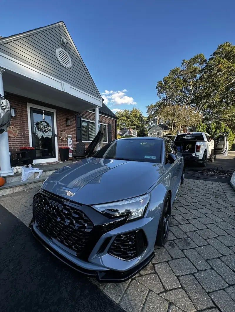 Grey Audi RS3 with a polished, high-gloss finish