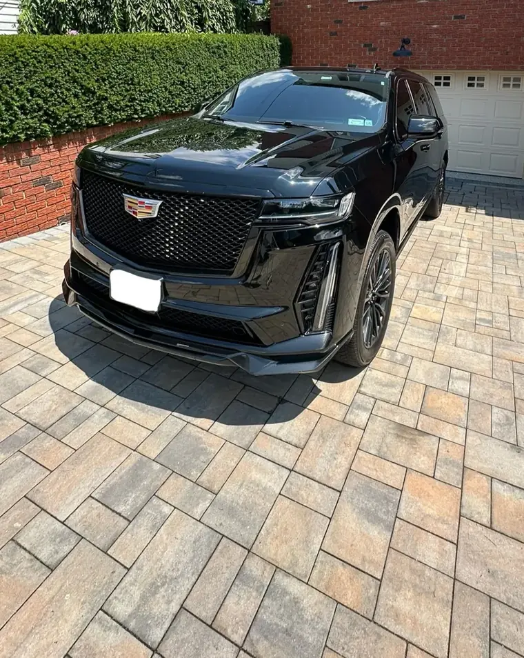 Black Cadillac Escalade after a detail